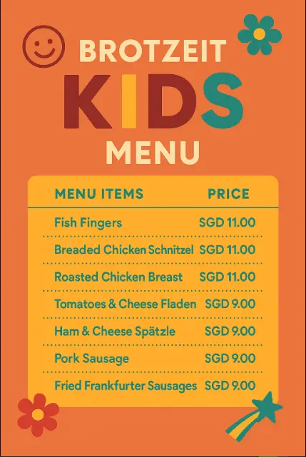 BROTZEIT KIDS MENU SINGAPORE 