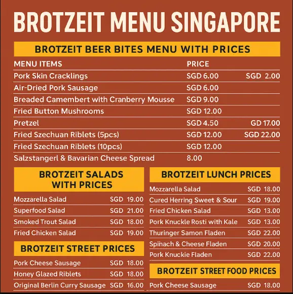 BROTZEIT MENU SINGAPORE