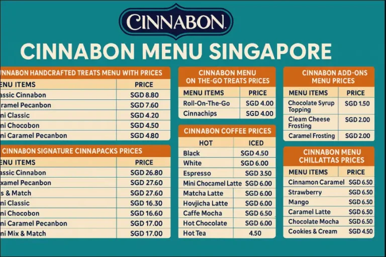 CINNABON MENU SINGAPORE