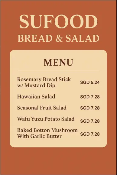 SUFOOD BREAD & SALAD MENU SINGAPORE