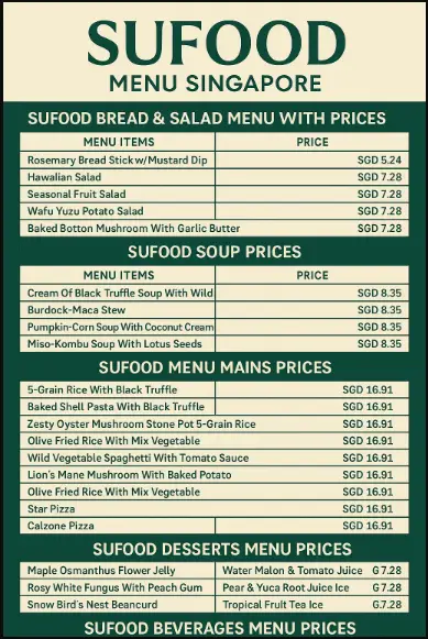 SUFOOD MENU SINGAPORE