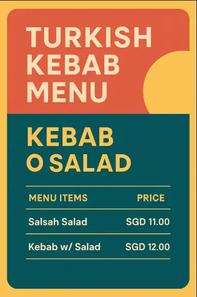 TURKISH KEBAB MENU KEBAB SALAD SINGAPORE
